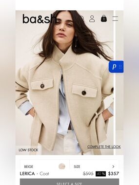 ISO ba&sh Lerica Beige Wool Coat